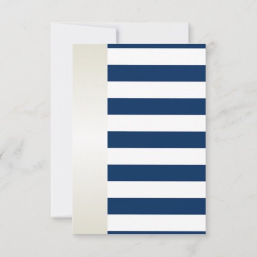 Beach Wedding Navy Rope, Hearts, Stripes Reception Kaart (Achterkant)