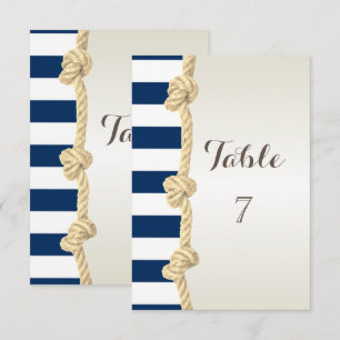 Beach Wedding Navy Rope, Hearts, Stripes Table Kaa Kaart