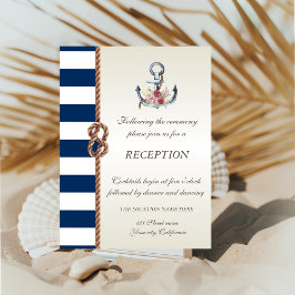 Beach Wedding Navy Rope, Striped Reception Kaart