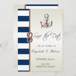 Beach Wedding Navy Rope, striped Save the Date