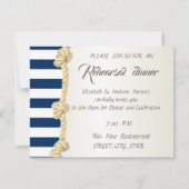 Beach Wedding Navy Rope, Stripes Rehearsal Dinner Kaart (Voorkant)