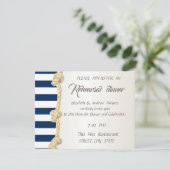 Beach Wedding Navy Rope, Stripes Rehearsal Dinner Kaart (Staand voorkant)