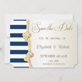 Beach Wedding, Navy Rope, Stripes Save the Date