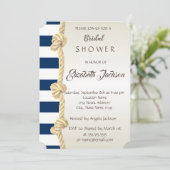 Beach Wedding, Navy Rope, Stripes Vrijgezellenfees Kaart (Staand voorkant)
