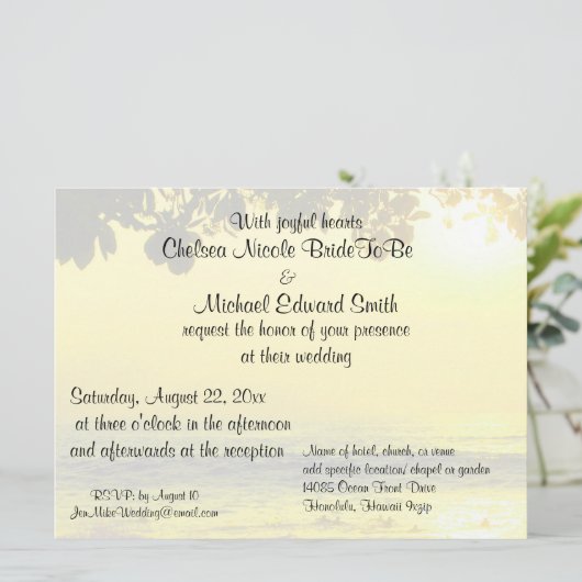 Beach Wedding Ocean Sunset Kaart (Staand voorkant)