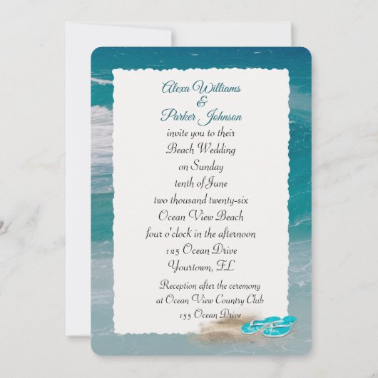 Beach Wedding Ocean Wave Kaart (Achterkant)