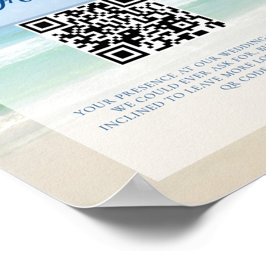 Beach Wedding Ocean Waves Photo Honeymoon Fund Poster (Hoek)