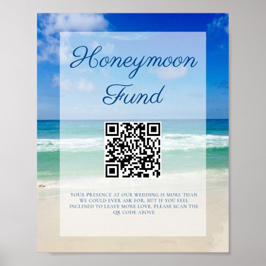 Beach Wedding Ocean Waves Photo Honeymoon Fund Poster (Voorkant)