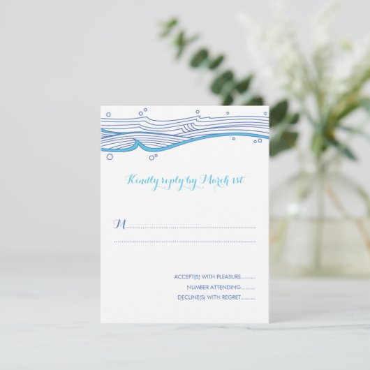 Beach Wedding Ocean Waves Reply Card RSVP Kaartje (Staand voorkant)