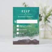 Beach Wedding Ocean Zee Shore Nautical Wedding RSVP Kaartje (Staand voorkant)