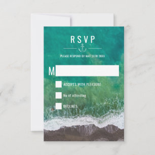 Beach Wedding Ocean Zee Shore Nautical Wedding RSVP Kaartje