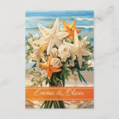 Beach Wedding Orange Starfish Bouquet Details Card Informatiekaartje (Achterkant)