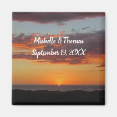 Beach Wedding Oranje Sunset Pacific Guest Favor Magneet (Voorkant)