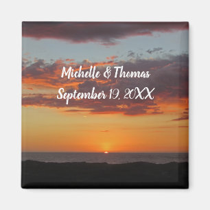 Beach Wedding Oranje Sunset Pacific Guest Favor Magneet