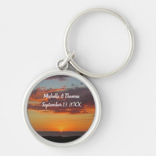 Beach Wedding Oranje Sunset Pacific Guest Favor Sleutelhanger (Voorkant)