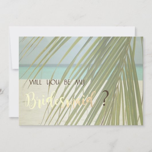 Beach Wedding Palm Leaves Bridesmaid Kaart (Voorkant)