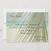 Beach Wedding Palm Leaves Bridesmaid Kaart (Achterkant)