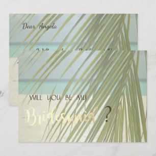 Beach Wedding Palm Leaves Bridesmaid Kaart