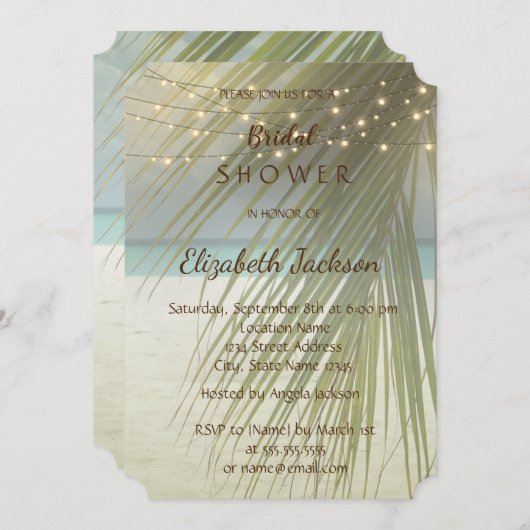 Beach Wedding Palm Leaves Vrijgezellenfeest Kaart (Voorkant / Achterkant)