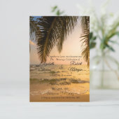 Beach Wedding, Palm Sunset Invitation Kaart (Staand voorkant)