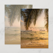 Beach Wedding, Palm Sunset Invitation Kaart (Voorkant / Achterkant)