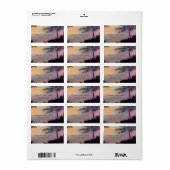 Beach Wedding, Palm Sunset Lights Label (Full Sheet)