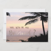 Beach Wedding Palms Sunset Bridesmaid Kaart (Voorkant)