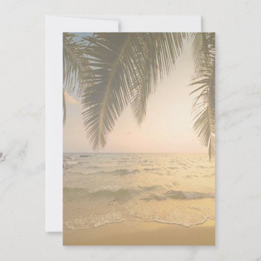 Beach Wedding, Palms Sunset Save the Date (Achterkant)