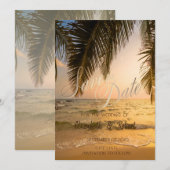 Beach Wedding, Palms Sunset Save the Date (Voorkant / Achterkant)