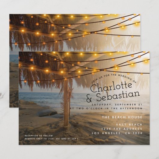 Beach Wedding Persoonlijk Kaart (Voorkant / Achterkant)