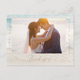 Beach Wedding Photo Thank you Postcard Briefkaart