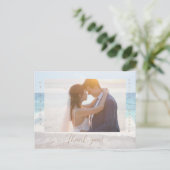 Beach Wedding Photo Thank you Postcard Briefkaart (Staand voorkant)