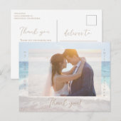 Beach Wedding Photo Thank you Postcard Briefkaart (Voorkant / Achterkant)