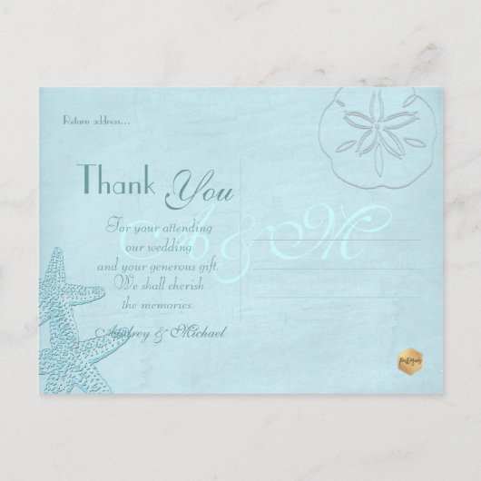 Beach Wedding Photos Hartelijk dank voor briefkaar Briefkaart (Achterkant)