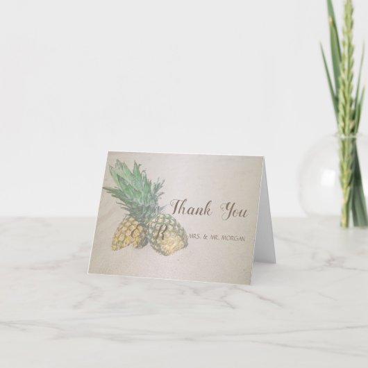 Beach Wedding Pineapple Bedankkaart (Voorkant)