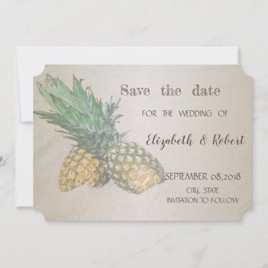 Beach Wedding Pineapple Save the Date (Voorkant)