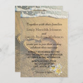 Beach Wedding Plumeria / Frangipani Sand and Zee Kaart (Voorkant / Achterkant)