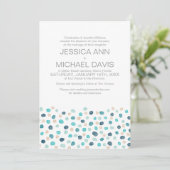 Beach Wedding Polka Dots Waterverf Modern Invitat Kaart (Staand voorkant)