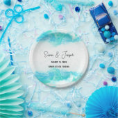 Beach Wedding Program Blue Waves Papieren Bordje (Feest)