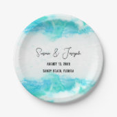 Beach Wedding Program Blue Waves Papieren Bordje (Voorkant)