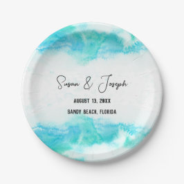 Beach Wedding Program Blue Waves Papieren Bordje