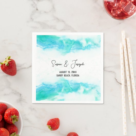 Beach Wedding Program Blue Waves Servet (Insitu)