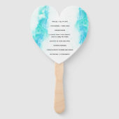 Beach Wedding Program Blue Waves Set Fans Handwaaier (Achterkant)