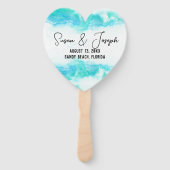 Beach Wedding Program Blue Waves Set Fans Handwaaier (Voorkant)