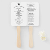 Beach Wedding Program Fan with Starfish, Black Handwaaier (Voorkant en achterkant)