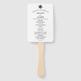 Beach Wedding Program Fan with Starfish, Black Handwaaier
