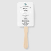 Beach Wedding Program Fan with Starfish, Blue Grey Handwaaier (Voorkant)