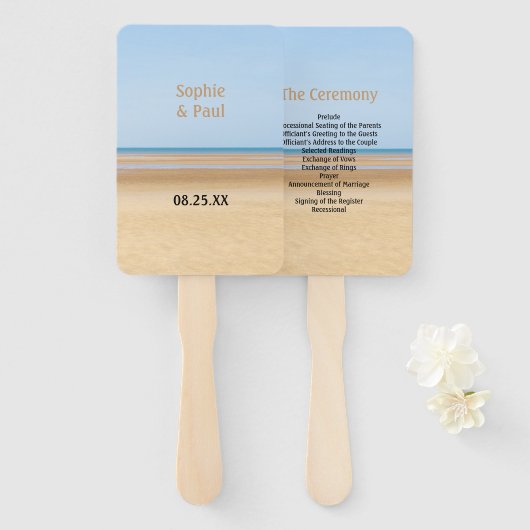 Beach Wedding Program Hand Fan Handwaaier (Voorkant en achterkant)