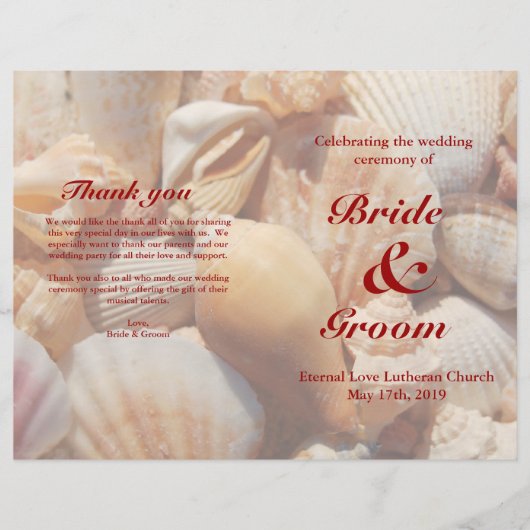Beach Wedding Program: Multicolored Seashell 2 (Voorkant)