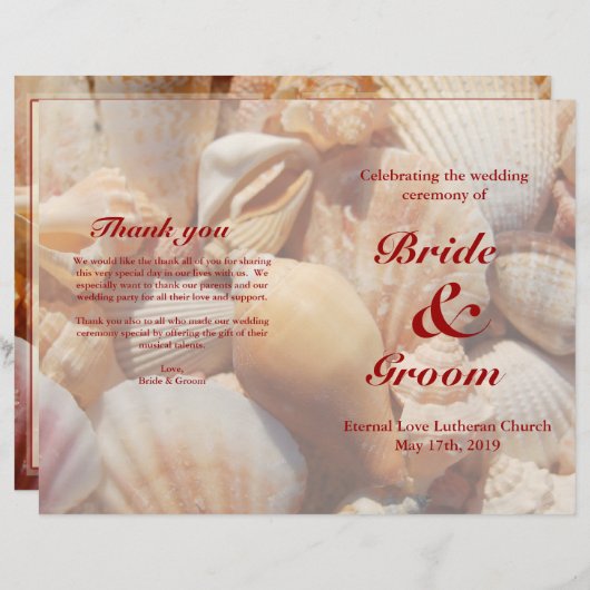 Beach Wedding Program: Multicolored Seashell 2 (Voorkant / Achterkant)